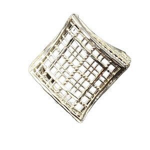 Sterling silver 925 mesh adjustable plaid ring